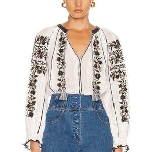 Ulla Johnson Rima Embroidered Blouse Top Size 2